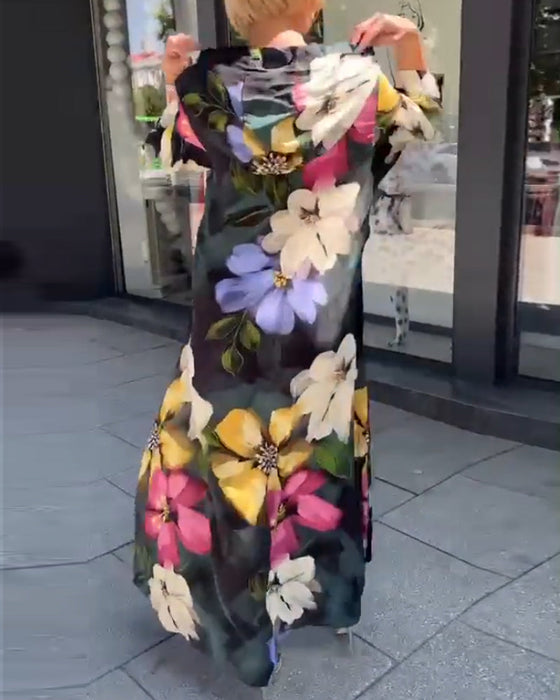 Kleid mit Blumendruck und 3/4-Ärmeln