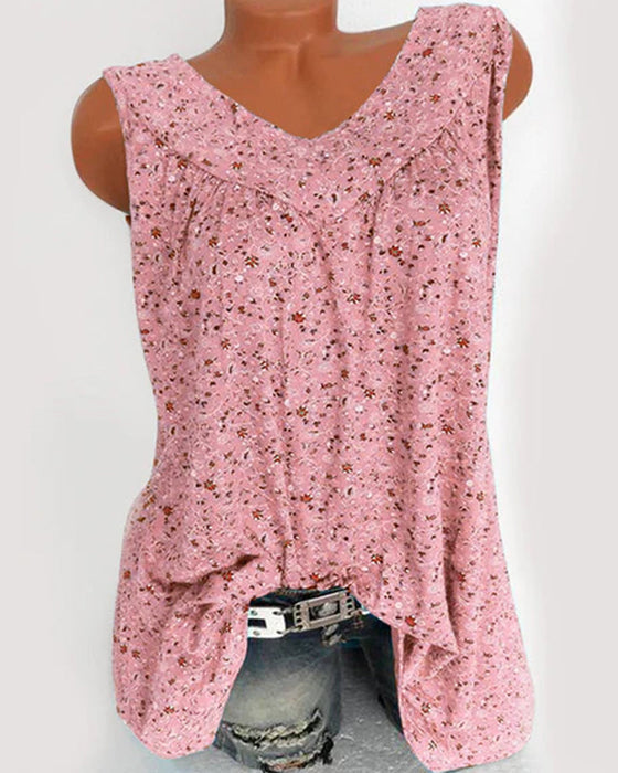 Ärmelloses Tanktop mit Blumendruck