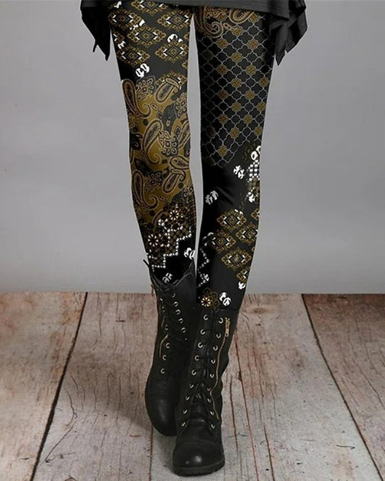 Retro-Leggings Im Ethnischen Stil