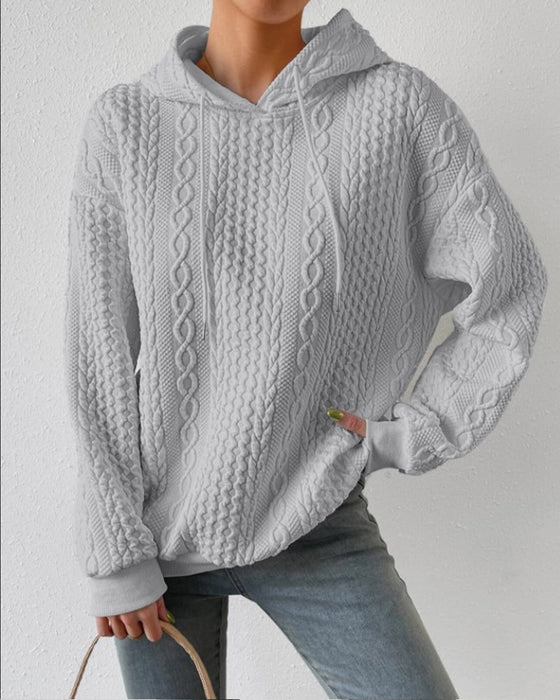 Lässiger Kapuzenpullover mit einfarbiger Farbe