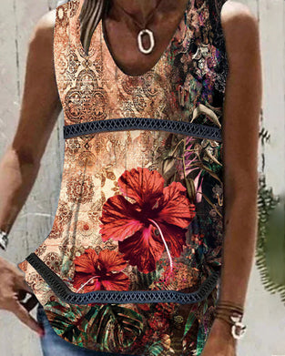 Tanktop mit Blumen- und Paisley-Print
