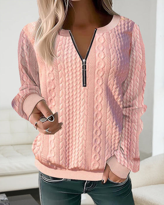 Einfarbiges Sweatshirt mit Reißverschluss