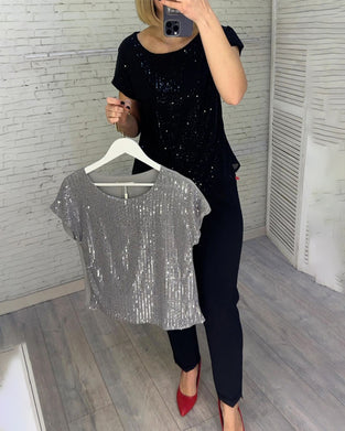 Damen-Kurzarmblusen aus Pailletten