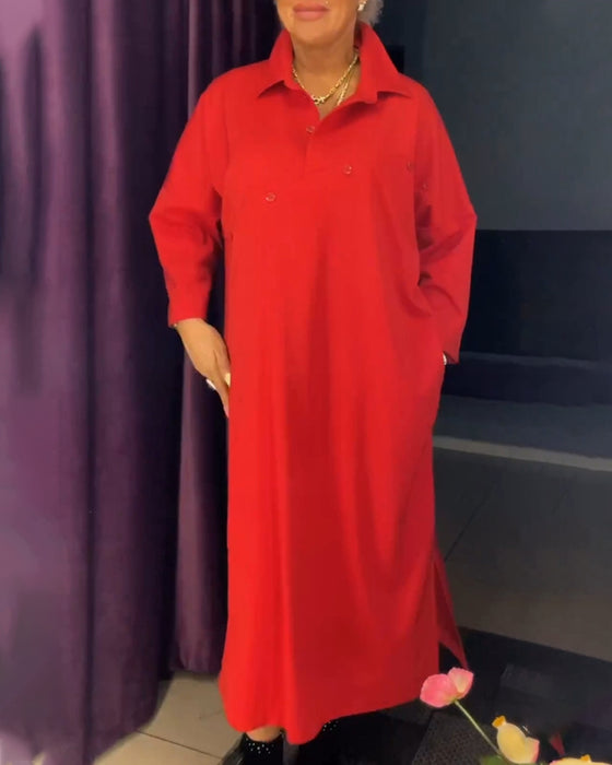 Kleid mit legerer Passform und Hemdkragen