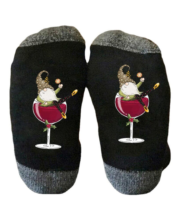 🧦Weihnachtswichtel Weinglas Unisex-Crew-Socken🧦
