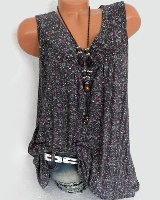 Ärmelloses Tanktop mit Blumendruck