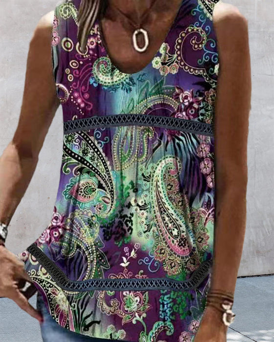 Tanktop mit Blumen- und Paisley-Print
