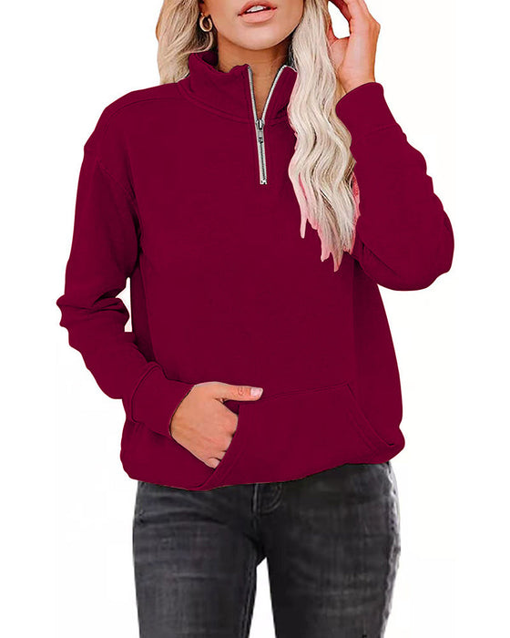Einfarbiges Sweatshirt mit Stehkragen