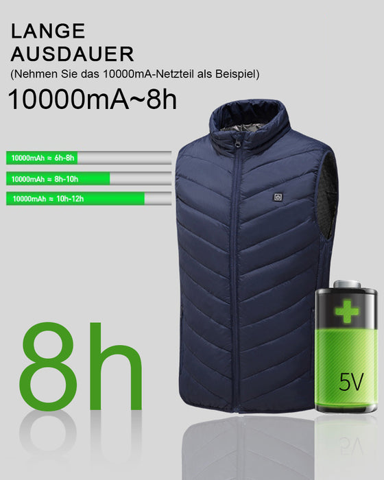 Thermostatische Weste mit Stehkragen und elektrischer Heizung