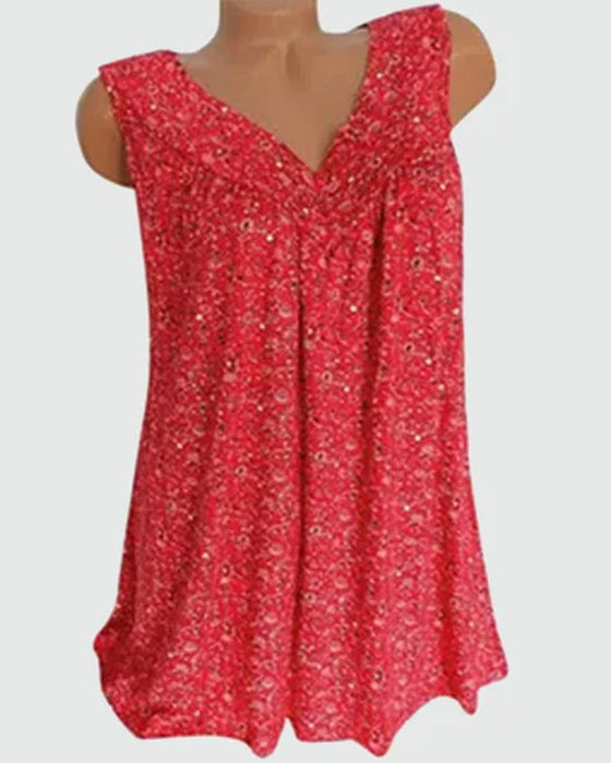 Ärmelloses Tanktop mit Blumendruck