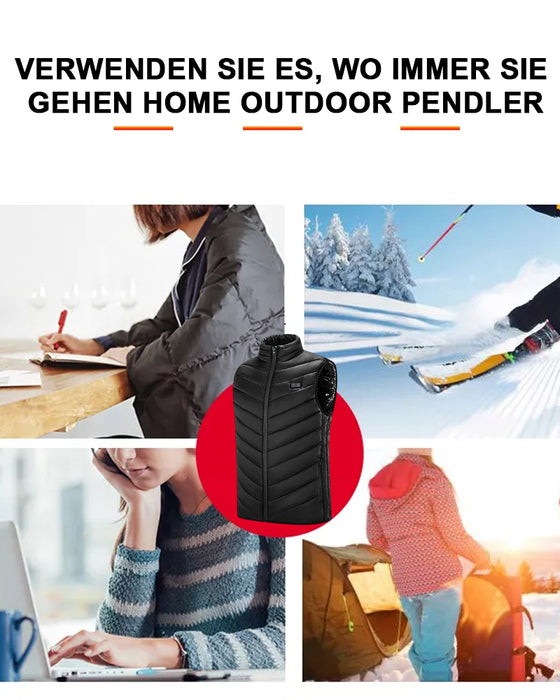 Thermostatische Weste mit Stehkragen und elektrischer Heizung