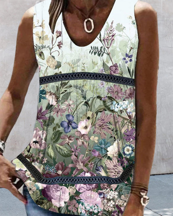 Tanktop mit Blumen- und Paisley-Print