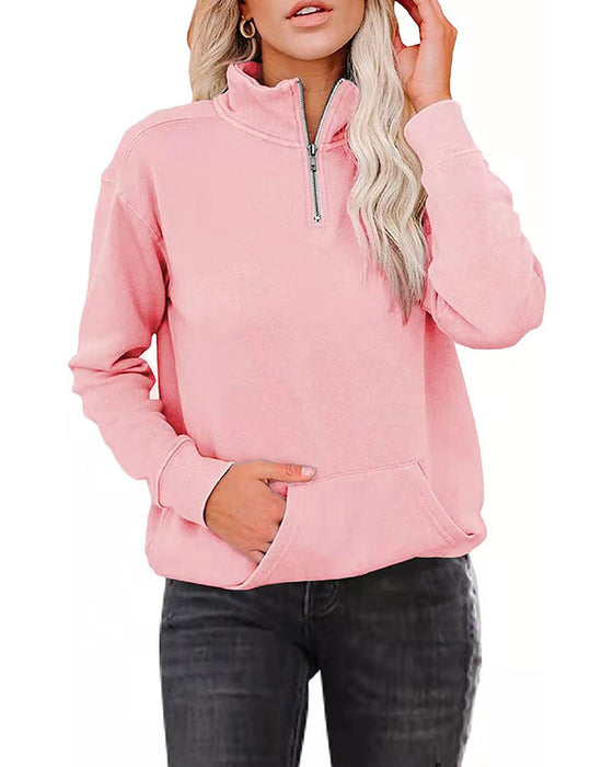Einfarbiges Sweatshirt mit Stehkragen