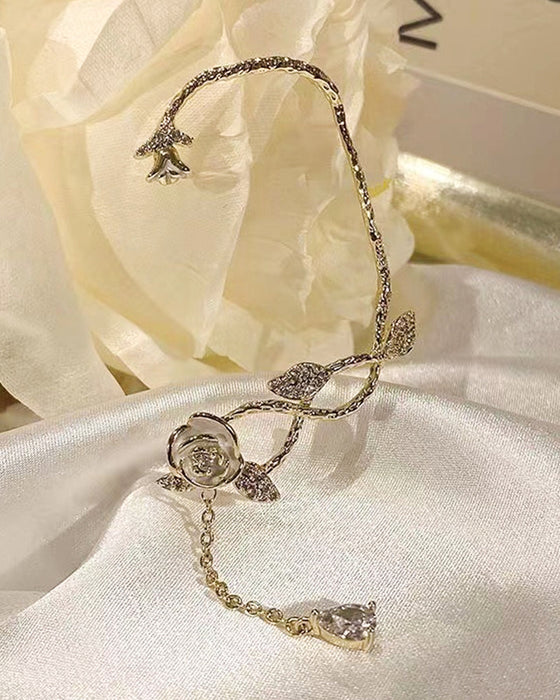 1 stücke strass floral blatt muster quaste ohr kletterer