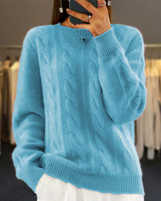 Pullover mit Unifarben und Wendungen