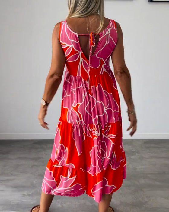Damenkleid mit Patchwork-Print