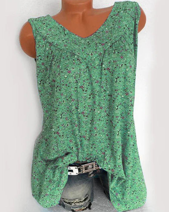 Ärmelloses Tanktop mit Blumendruck