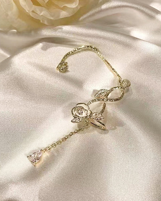 1 stücke strass floral blatt muster quaste ohr kletterer