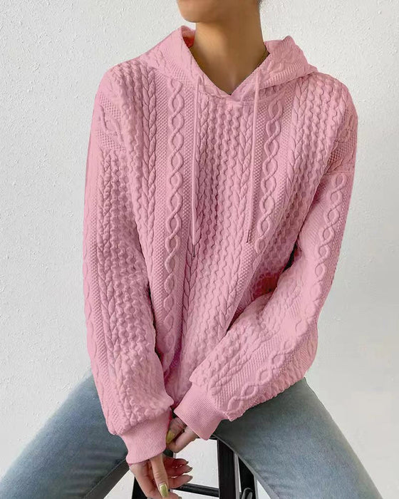 Lässiger Kapuzenpullover mit einfarbiger Farbe