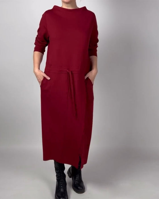 Kleid mit Unifarben und Taschen