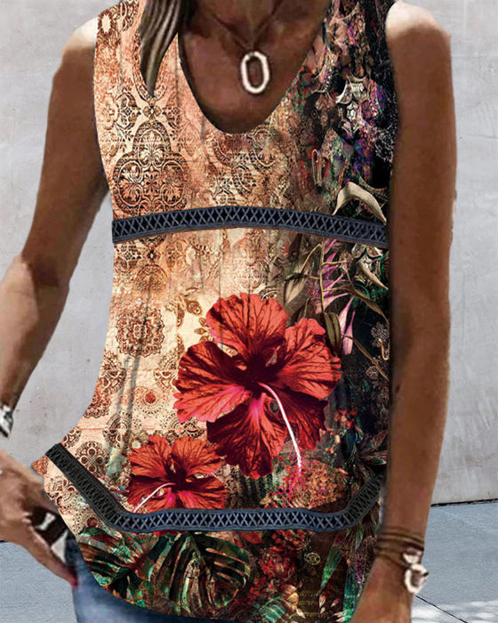 Tanktop mit Blumen- und Paisley-Print