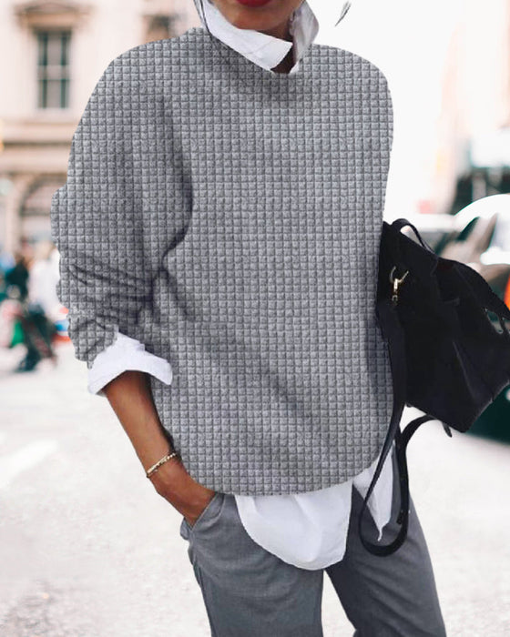 Einfarbiges sweatshirt mit rundhalsausschnitt