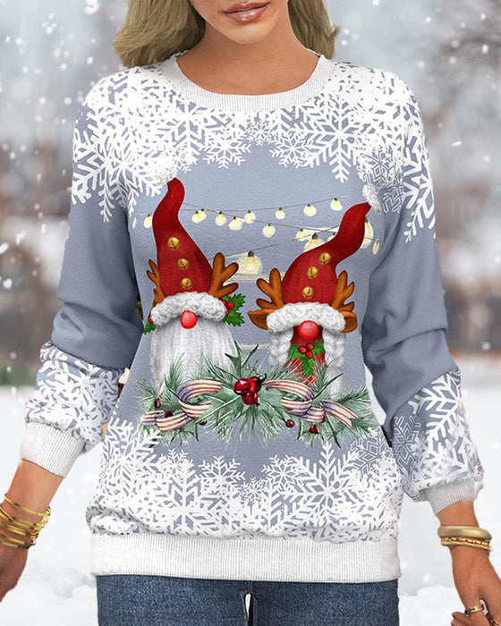 Bedrucktes sweatshirt mit raglanärmeln im weihnachtsmotiv