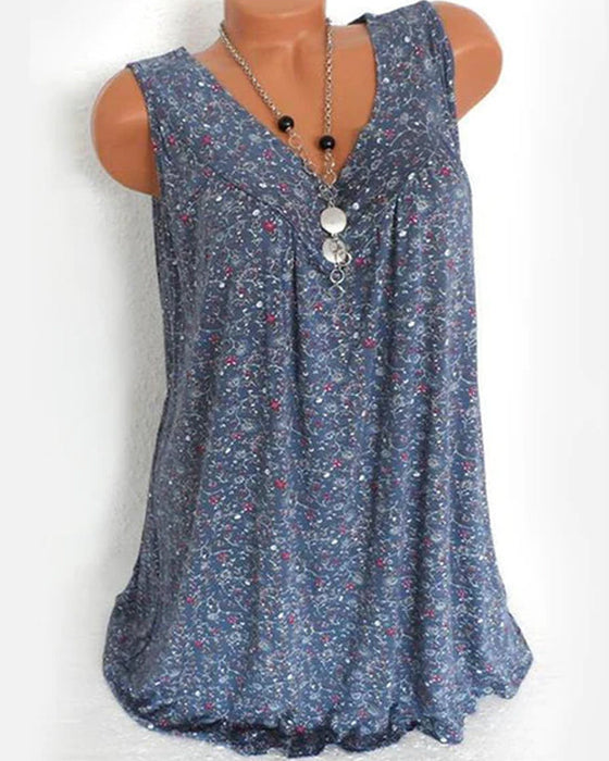 Ärmelloses Tanktop mit Blumendruck