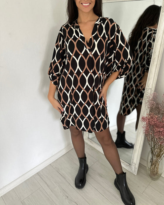 Kleid mit Retro-Rhombus-Print
