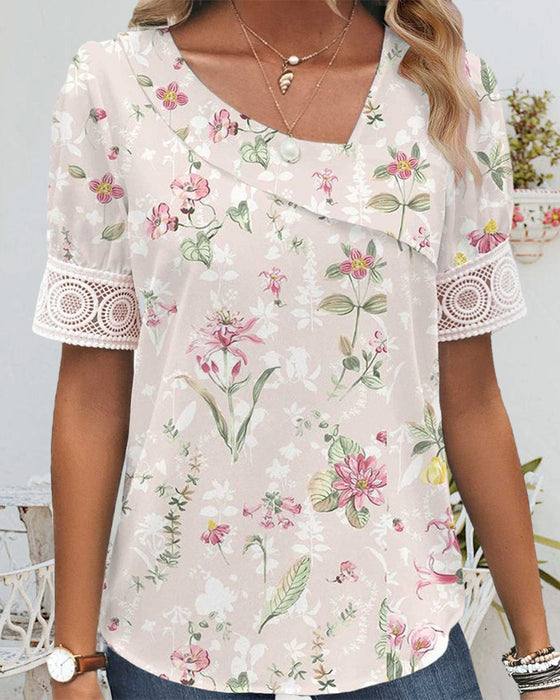 Top mit kurzen Ärmeln und Blumenmuster