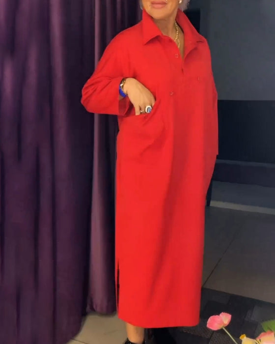 Kleid mit legerer Passform und Hemdkragen