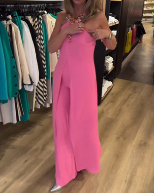 Einfarbiges zweiteiliges Set mit Neckholder und Schlitz