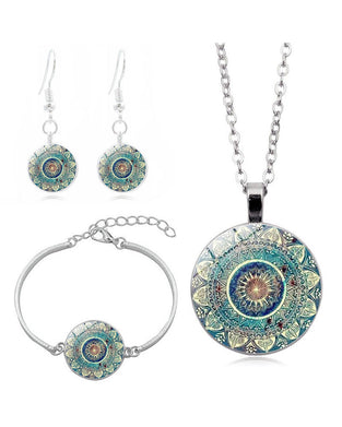 Mandala-blumenzeit-edelstein-halsketten-set
