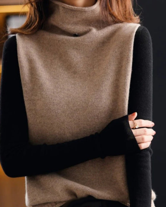 Rollkragenpullover mit Farbblockdesign