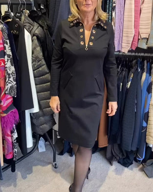 Kleid mit Reißverschluss und Revers