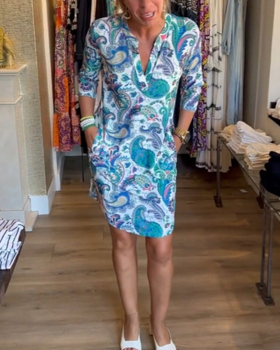 Kleid mit 3/4-Ärmeln und Taschen