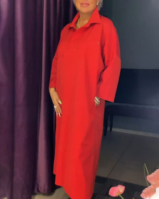 Kleid mit legerer Passform und Hemdkragen
