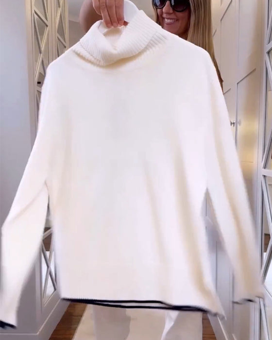Pullover mit hohem Hals und langer Ärmel