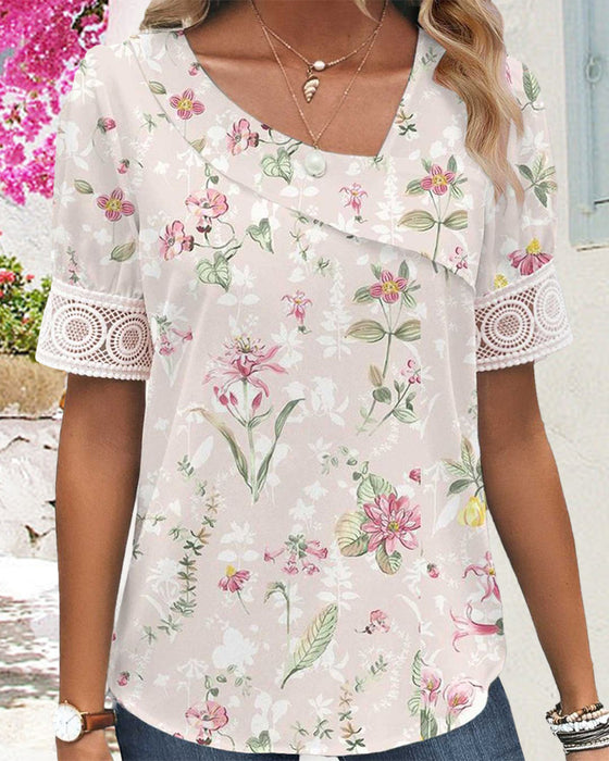 Top mit kurzen Ärmeln und Blumenmuster